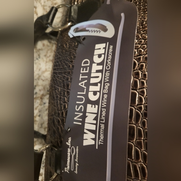 Insulated Wine Clutch With Opener. Concerts Or Picnics Brown Snakeskin Pattern - Picture 5 of 6